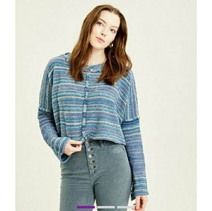 Free People Marine Stripe Catalina Crop Sweater